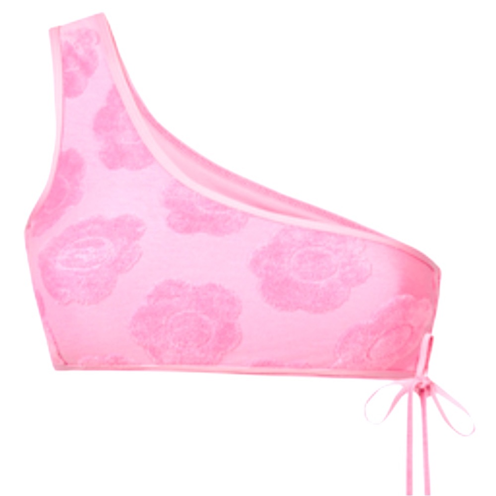 Frankie’s Bikinis One shoulder flower child bikini top